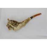 Fine 19th century carved and pierced meerschaum pipe - the elaborate pipe in the form of a mermaid