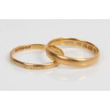 Two gold (22ct) wedding rings - both size N½ - O CONDITION REPORT Total gross weight
