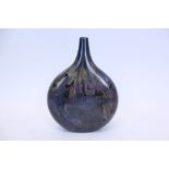 Isle of Wight black Azurene lollipop vase, with original sticker,