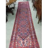 Large Handmade Wool Runner, Red & Navy Border,