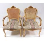 Pair of Hand Painted Cabriole Leg Bergere Occasional Chairs