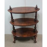 Vict Period Burr Walnut 3 Tier Dumb Waiter