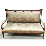Late Vict Inlaid Rosewood Upholstered 2 Seater Couch