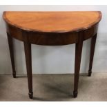 Edw Style Inlaid Mahogany Demi Lune Hall Table