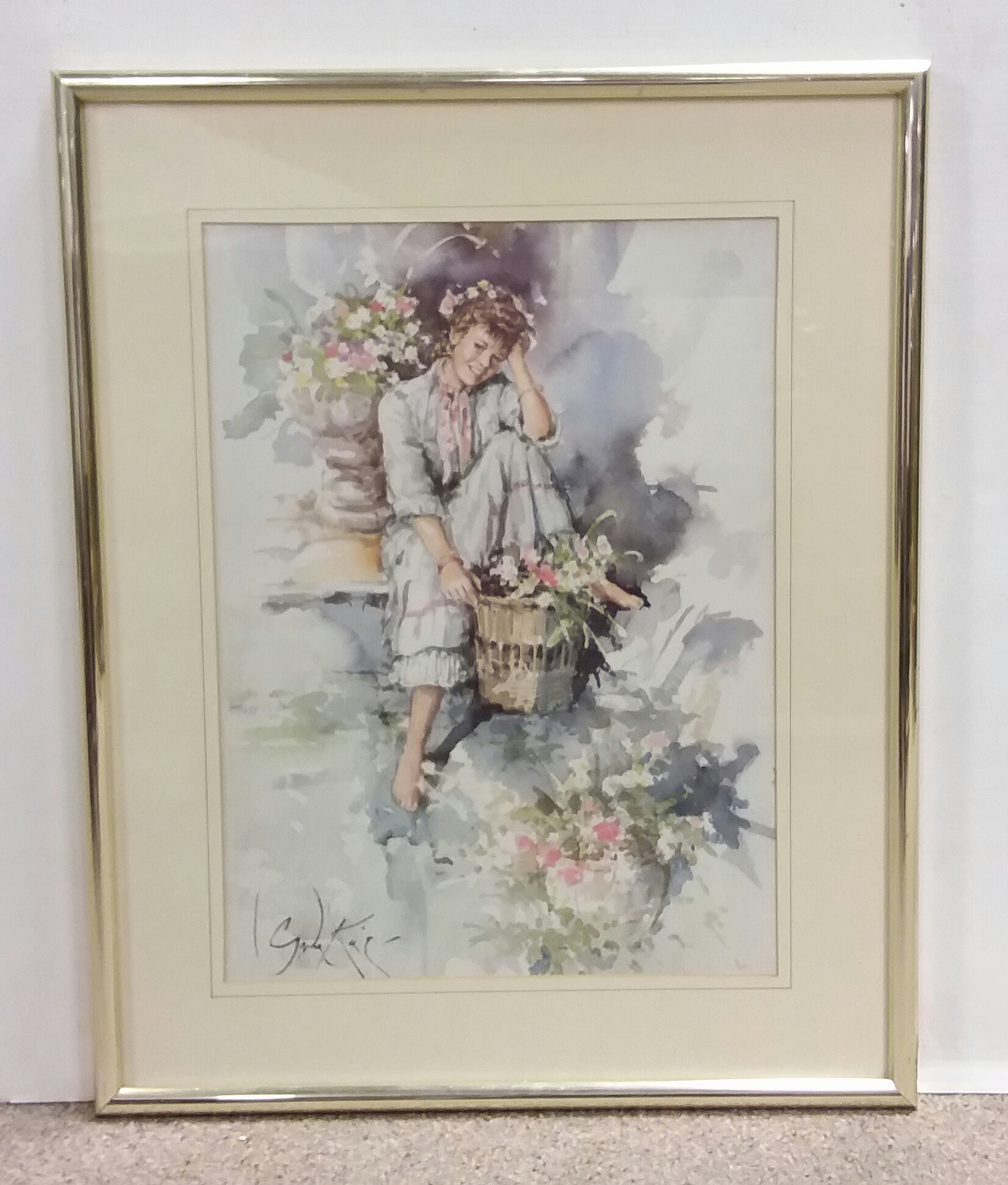 Framed Watercolour of Girl