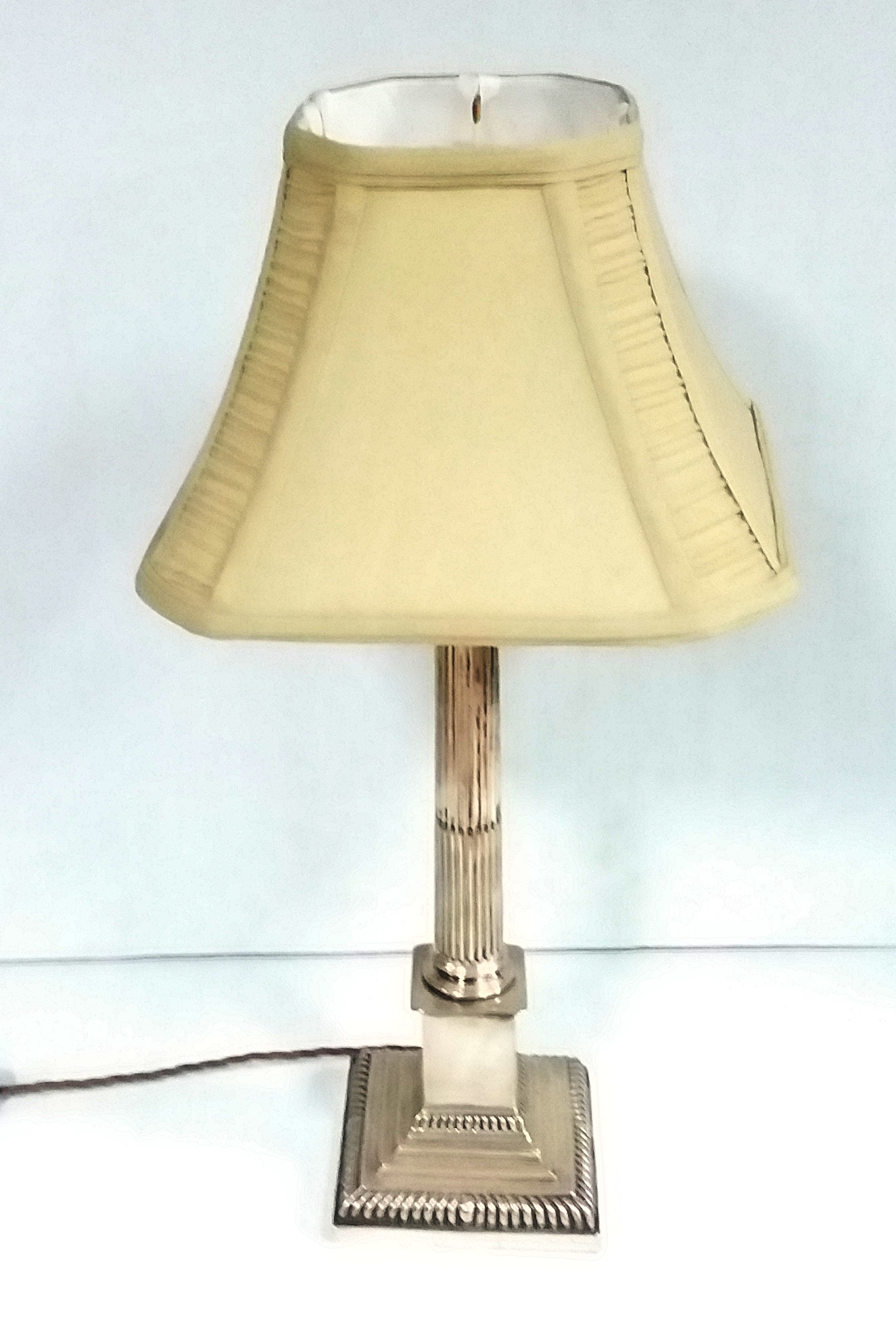 Vict Silver Plate Converted Table Lamp