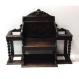 Unusual Vict Carved Oak Hall Bench