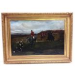 Stunning Vict Oil Painting 'Hunt Scene' by R. A.