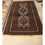 Handmade Wool Runner Brown and Navy Border,