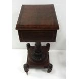 William IV Period Brass Inlaid Rosewood Teapoy