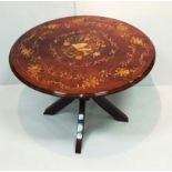 Quality Highly Inlaid Circular Coffee Table on Pod Base