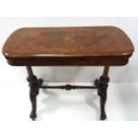 Magnificent Quality Early Vict Burr Walnut Foldover Games Table