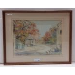 Nancy Sherwood Mahogany Framed Watercolour