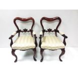 Exceptional Pair of Early Vict Solid Rosewood Upholstered Armchairs