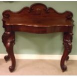 Elegant Vict Mahogany Cabriole Leg Serpentine Front Console Table