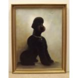 Gilt Framed Oil of a Standard Poodle