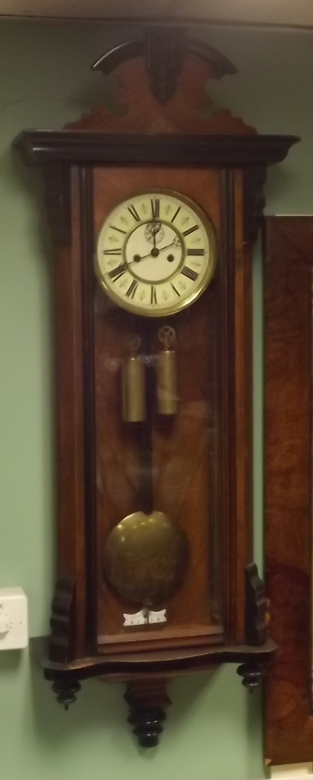 Vict. Walnut Twin Weight Vienna Clock