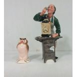 Royal Doulton Figure ' The Clock Maker and Beswick Owl'