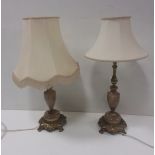 2 Brass & Onyx Table Lamps