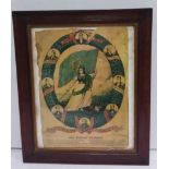 Vict. Rosewood Framed Irish Print ' The Fenian Banner'