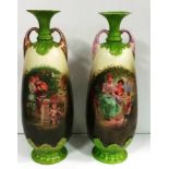 Pair of Vict Hand Painted Vases