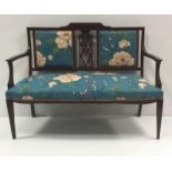 Edw Inlaid Mahogany Upholstered Window Seat