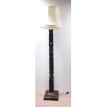 Stunning Vict Mahogany Carved Standard Lamp & Shade