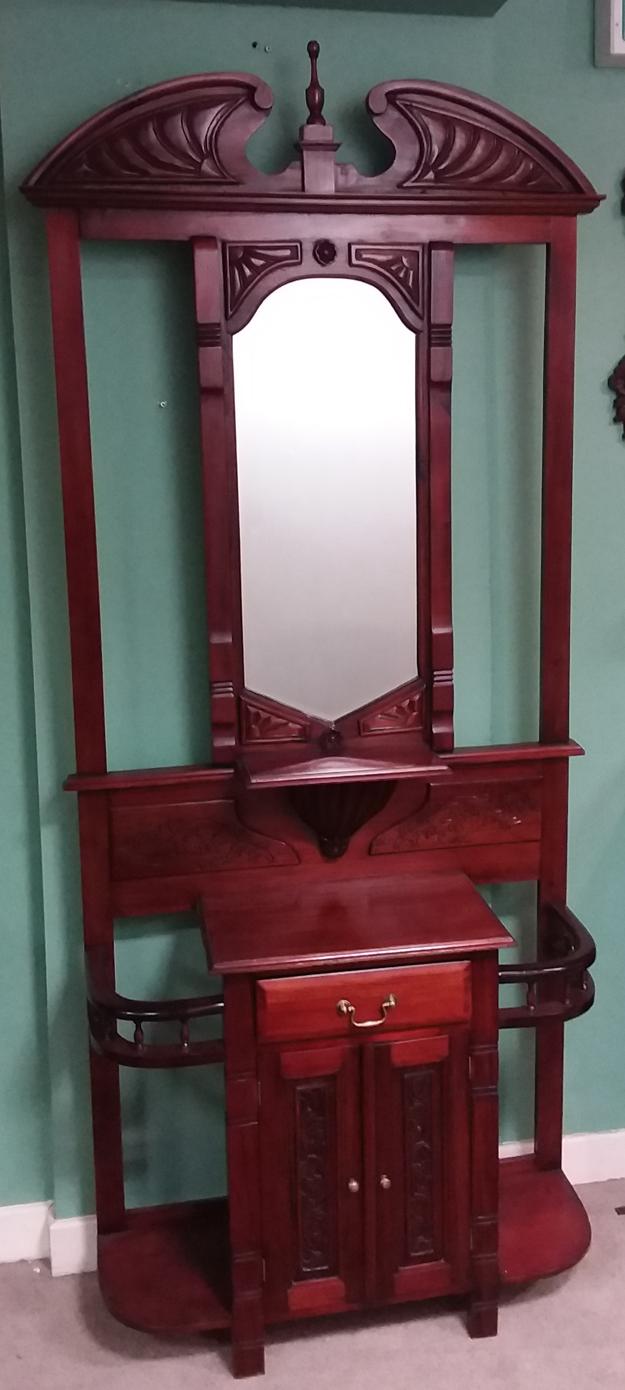 Vict Style Mahogany Mirrorback Hallstand