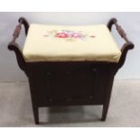 Quality Vict Mahogany Needle Point Piano Stool