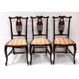 Set of 3 Elegant Late Vict Inlaid Mahogany Chairs