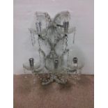 French Cut Glass 5 Arm Wall Sconce