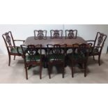 Magnificent Regency Style Mahogany Dining Room Table with 6 Ball & Claw Mahogany Dining Chairs & 2