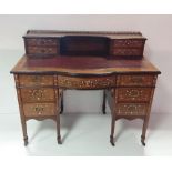 Stunnig Quality Vict Bone Inlaid Rosewood Leather Top Ladies Desk