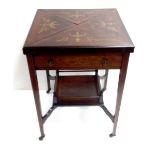 Edw Period Satinwood Ivory Inlaid Envelope Table