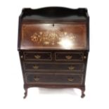 Edw Period Bone Inlaid Mahogany Bureau