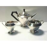 Art Deco Solid Silver Tea Service, 3 Pce by James Dickson