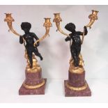 Stunning Pair of Bronze & Marble Candelabra