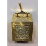 Vict Slope Front Brass Coal Box with Original Shovel