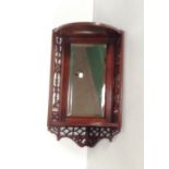 Unusual Mahogany Hanging Corner Mirror