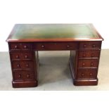 Stunning Quality Vict Style Mahogany Twin Pedestal Desk Dimensions: 130cm W 70cm D 78cm H