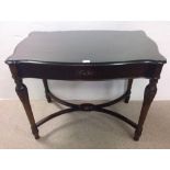 Edw Mahogany Shaped Centre Table with Glass Protector