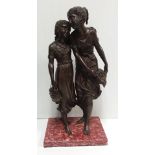 Vict Spelter Figure of Girls on Marble Base
