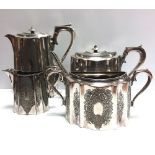 4 Pce Engravd Silver Plate Tea Service