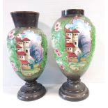 2 Vict Hand Painted Vases