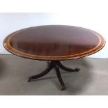 Magnificent Quality Edw Style Inlaid Mahogany Circular Dining Room Table Dimensions: 163cm W 74cm H