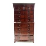 Quality Mahogany Serpentine Chest on Chest