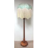 Art Deco Walnut Standard Lamp & Shade