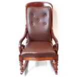 Vict Leather Upholstered Rocking Chair