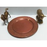 Mis Lot, Copper Charger, Brass Animal Figures