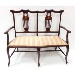 Elegant Late Vict Inlaid Mahogany Window Seat